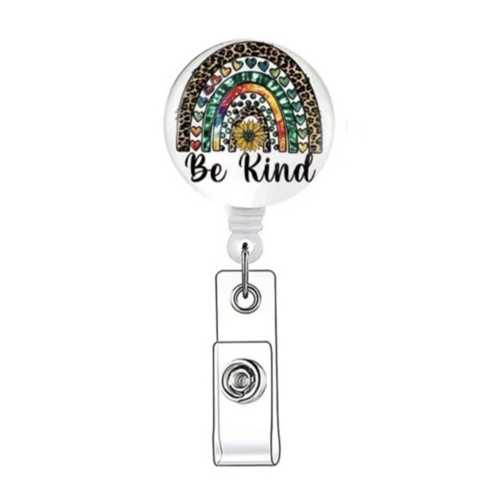 Rainbow & Sunflower Badge Retract Reel w/ Clip & Badge Holder (Set of 2) Be Kind